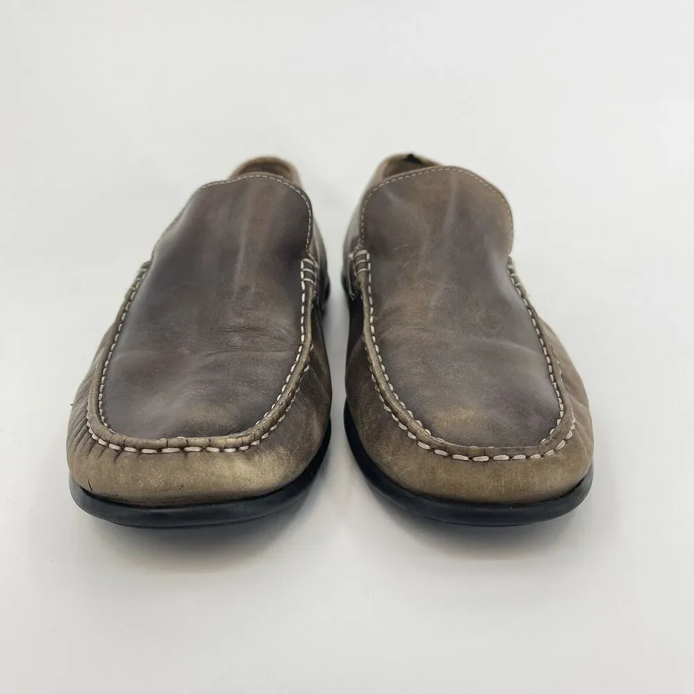 Ecco Men's 9 - 9.5 Brown Leather Driving Loafers Slip On Shoes EU Size 43